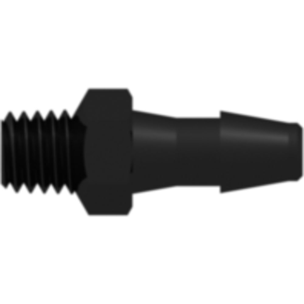 LinkTech 10-32 Special Tapered Thread with 1/4" Hex to 200 Series Barb, 1/8" [3.2 mm] ID Tubing, Black Nylon