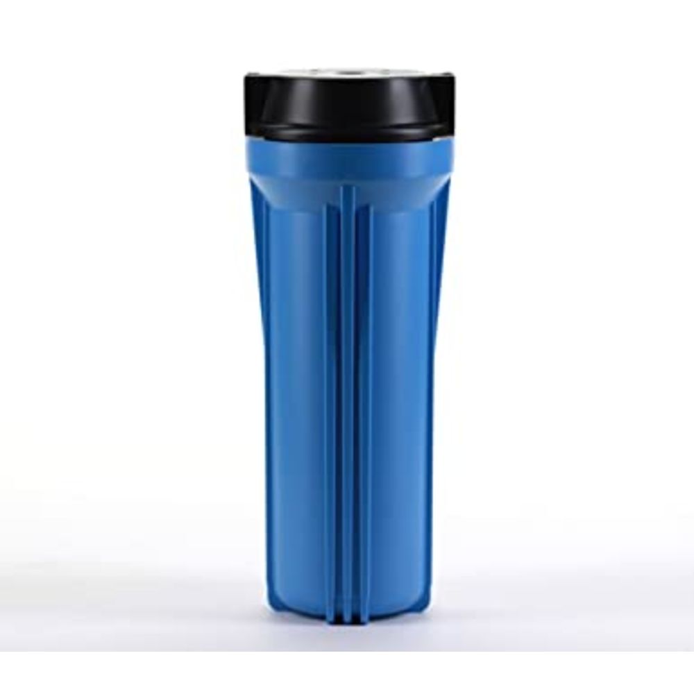 Hydronix 10" Blue Housing w/ Black Flat Cap, RO & Filtration Systems 1/2" Ports