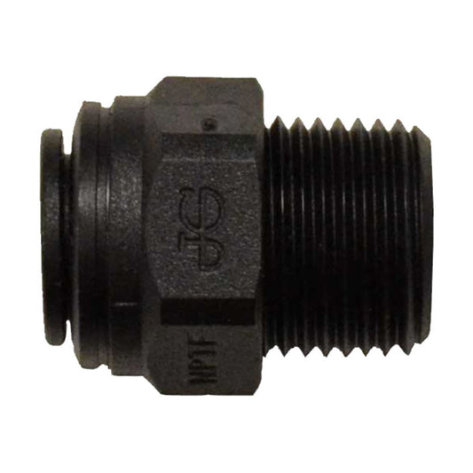 John Guest Male Connector NPTF Black Polypropylene  - 1/4 x 1/4 NPTF