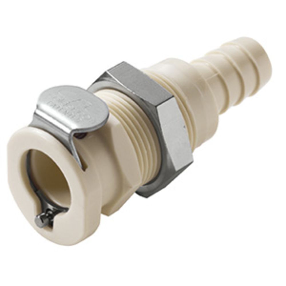 PLC1600412 Panel Mount Hose Barb Coupling Body 1/4 ID Barb