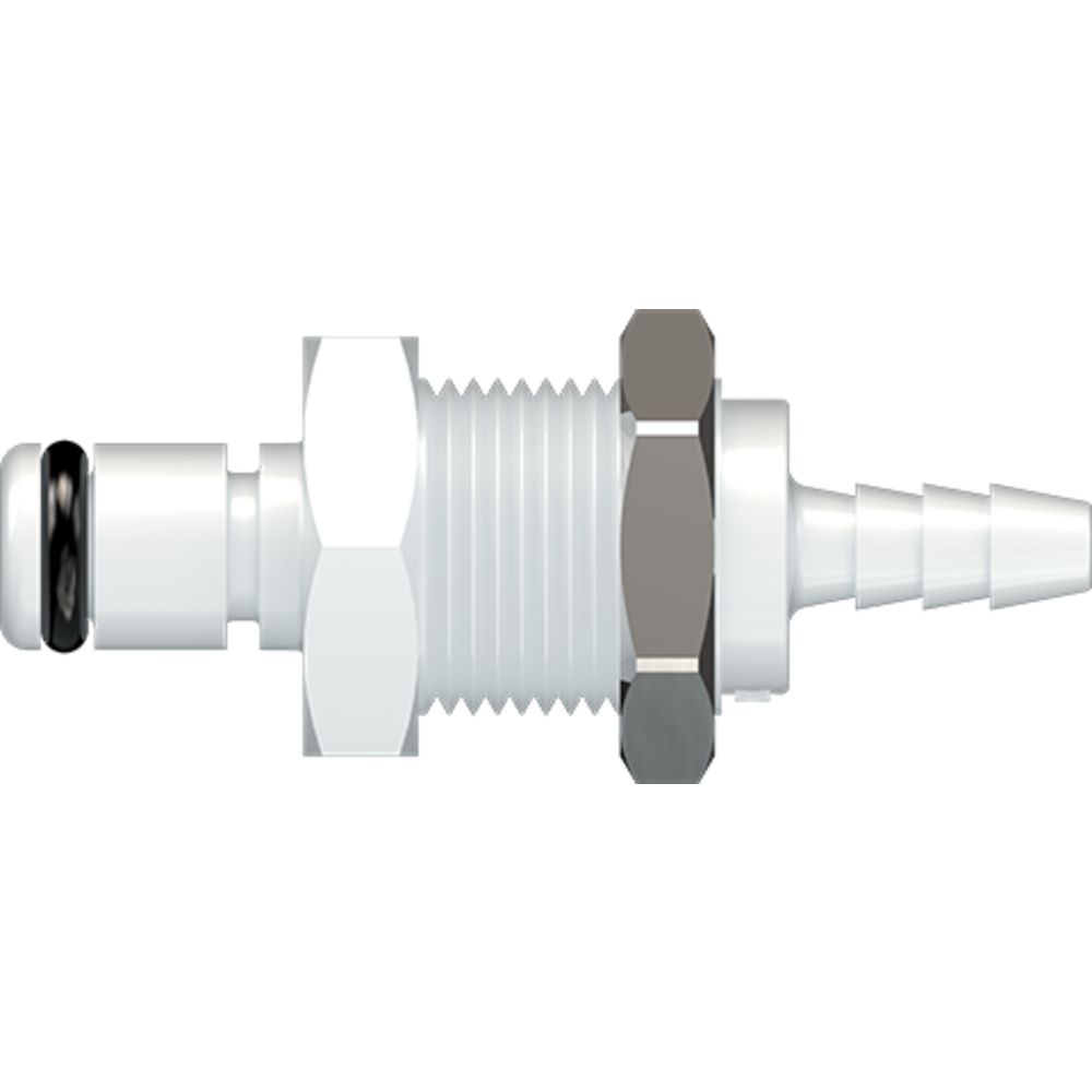 LinkTech 20AC Series Panel Mt. Male, Non-valved, 1/8" HB, Natural Acetal, Buna N