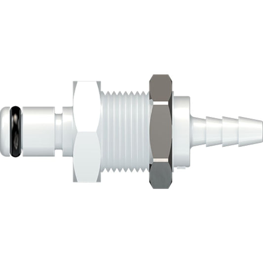 LinkTech 20AC Series Panel Mt. Male, Non-valved, 1/8" HB, Natural Acetal, Buna N