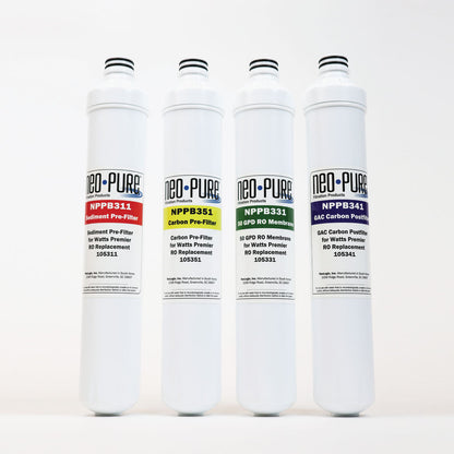 Neo-Pure RO Pure Plus VOC 4 Pack Filter Kit Replacement For Watts Premier 531160