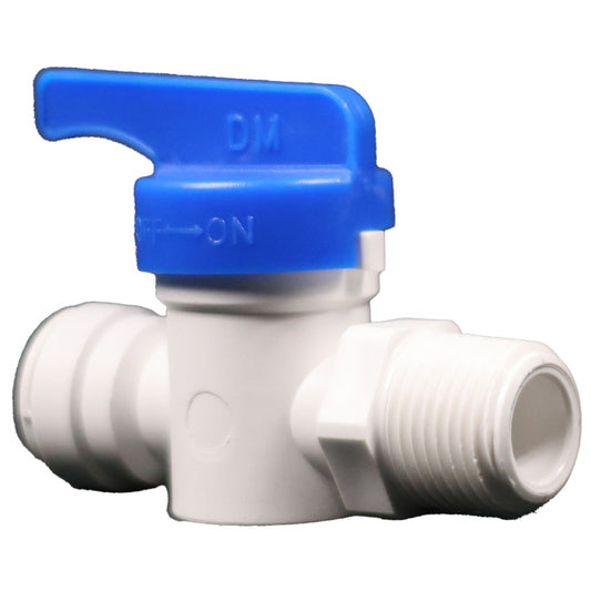 NeoFit Acetal Natural White Hand Valve Male Connector 1/2" od x 1/2" NPTF