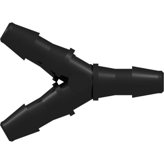 LinkTech Y Tube Fitting with 200 Series Barbs, 1/4" [6.4 mm] ID Tubing, Black Nylon