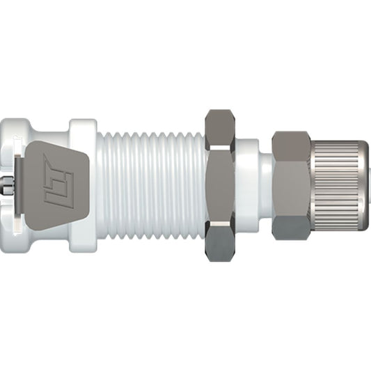 LinkTech 20AC Series Panel Mt. Female, Valved, 1/4" PTF, Natural Acetal, Buna N