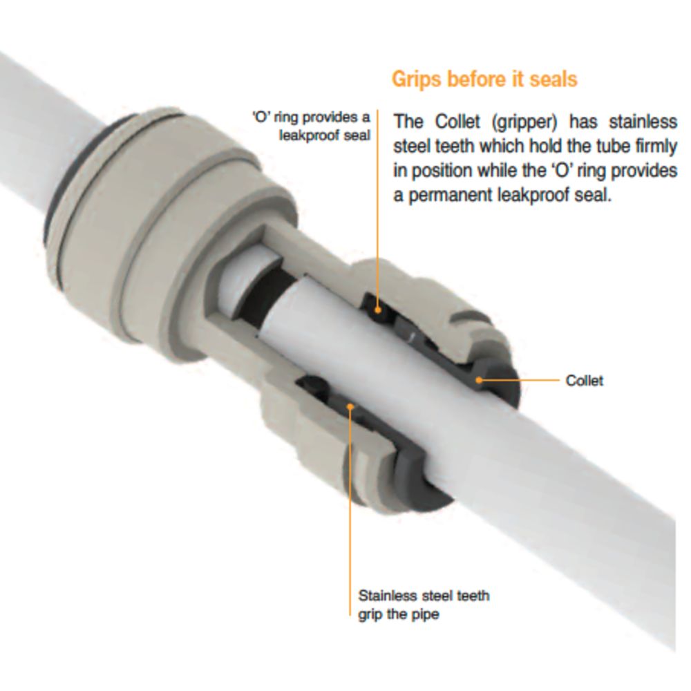 John Guest - White Acetal Male Connector - 3/8" QC x 1/4" MNPT