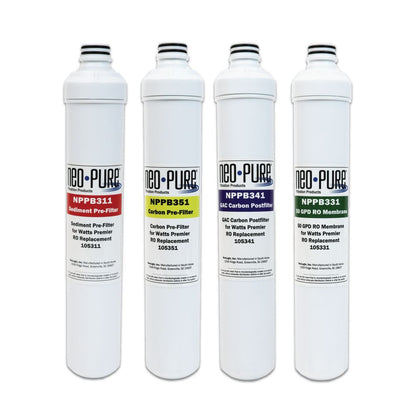 Neo-Pure RO Pure Plus VOC 4 Pack Filter Kit Replacement For Watts Premier 531160