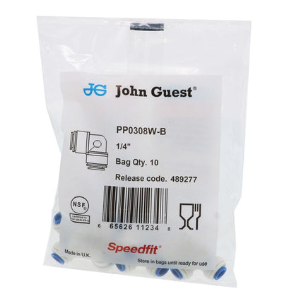 John Guest Union Elbow Polypro  - 1/4-Blue Collet