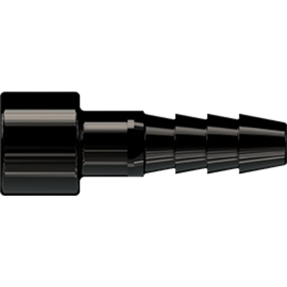 LinkTech 10AC Series Straight Female, Non-valved, 1/8" HB, No Sleeve, Black, Natural Acetal