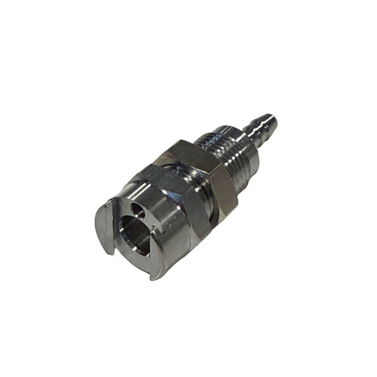 Multi-Mount Valved Hose Barb Coupling Body - 1/4 ID Barb Chrome