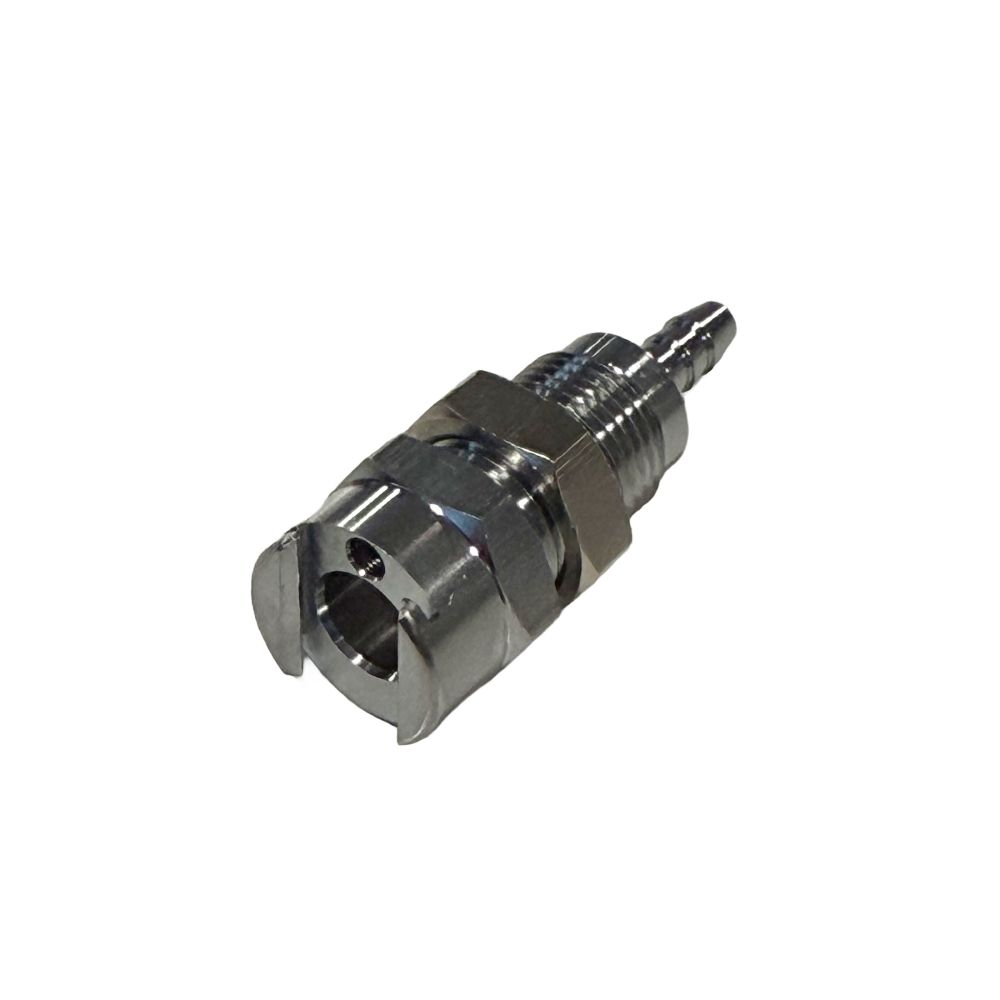 Multi-Mount Valved Hose Barb Coupling Body - 1/8 ID Barb Chrome