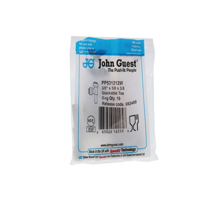 John Guest Stackable Stem Tee Polypro - 3/8 OD Stem x 3/8 x 3/8