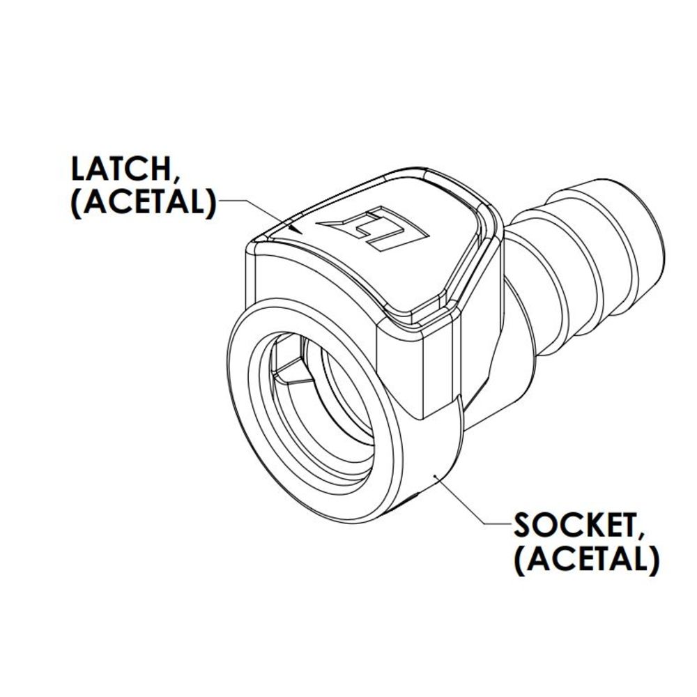 LinkTech 50AC Series Straight Female, Non-valved, 3/8" HB, Natural Acetal