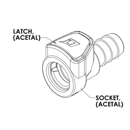 LinkTech 50AC Series Straight Female, Non-valved, 3/8" HB, Natural Acetal