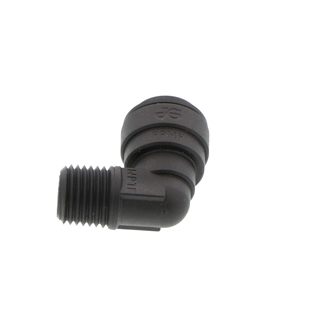 John Guest Fixed Elbow NPTF Black Polypropylene - 3/8 x 1/4 NPTF