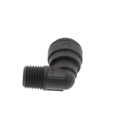 John Guest Fixed Elbow NPTF Black Polypropylene - 3/8 x 1/4 NPTF