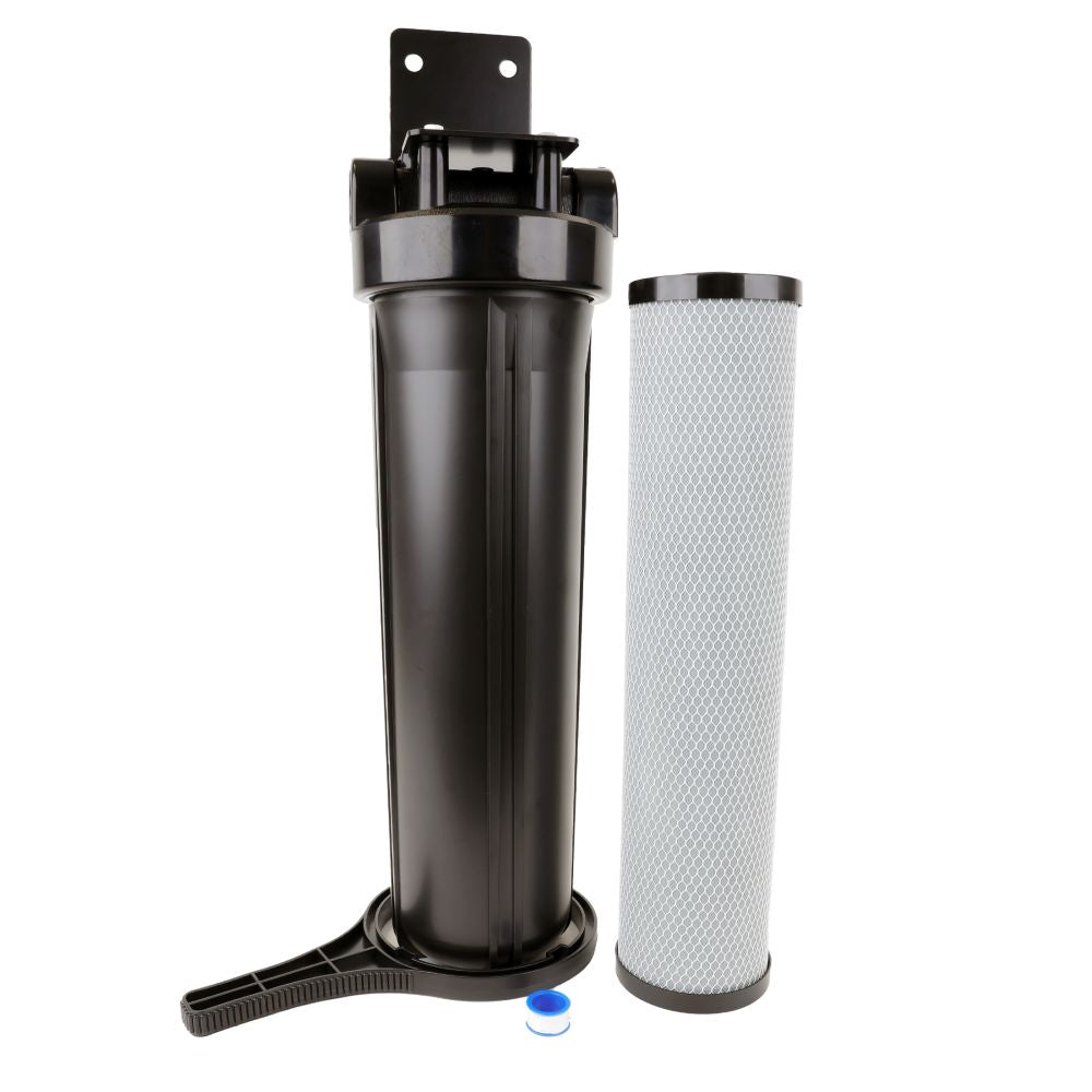 20" BB Filter Housing DIY [assy req'd] - Blk Cap/Blk Sump 1" PR, Wrench, Dual Function Filter
