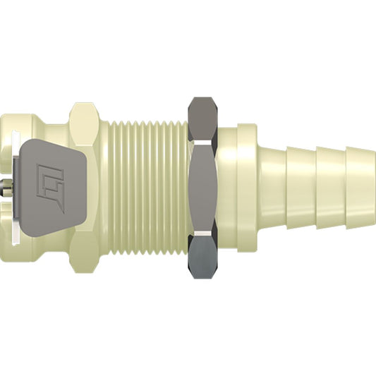 LinkTech 40PP Series Panel Mt. Female, Valved, 3/8" HB, Molded Almond Color, Polypropylene
