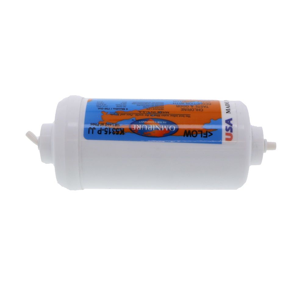 Omnipure Inline K5315-P-JJ 1 mic CTO/Lead/Cyst [w/ Scale Reduction] - 6" x 2.5" Filter - 1/4" Quick Connect