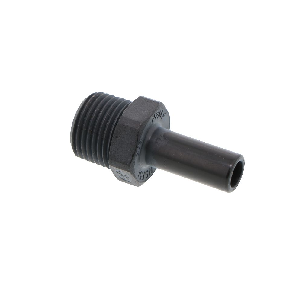 John Guest Stem Adapter Black Polypropylene  - 3/8 x 3/8 NPTF