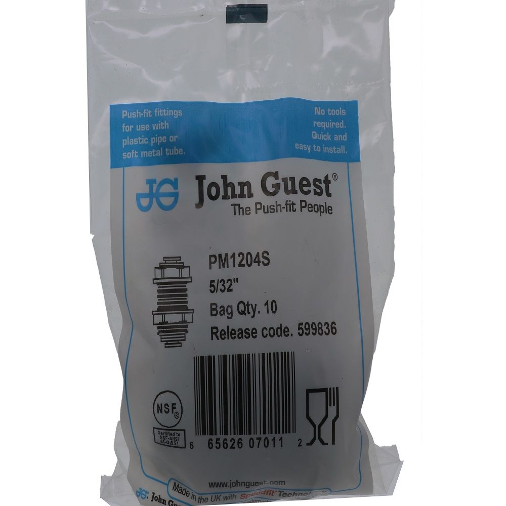 John Guest Bulkhead Union - 5/32 x 5/32