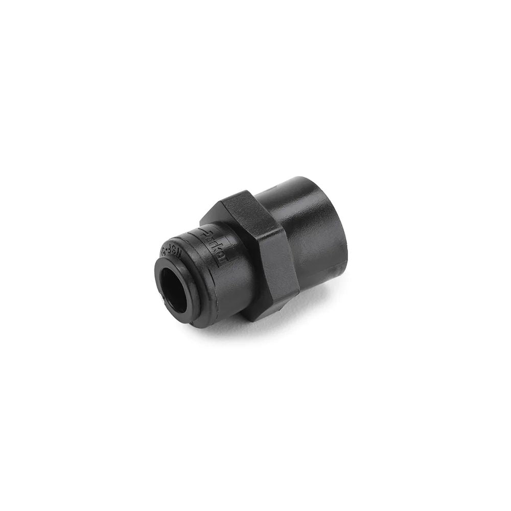 Parker TrueSeal Push in Tube Fitting - 1/4" Black Kynar® Connector with 1/4" Female NPT Threads