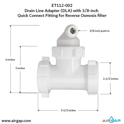 DLA-12 Drain Line Adapter - 3/8" Push-in for Air Gaps