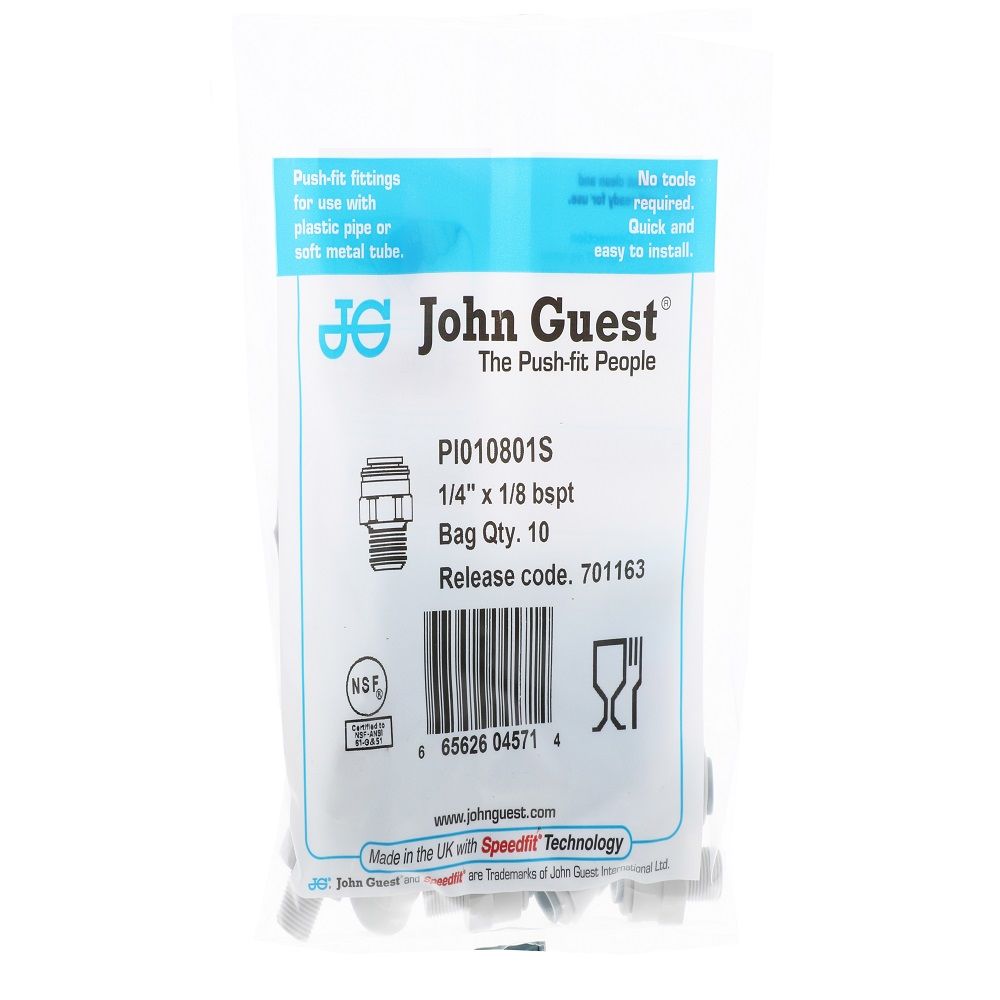 John Guest Male Connector BSPT - 1/4 x 1/8  BSPT