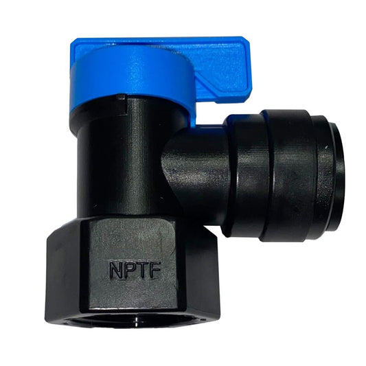 NeoFit - Acetal Black Tank Valve Female Elbow 3/4" FPT x 5/8" tube