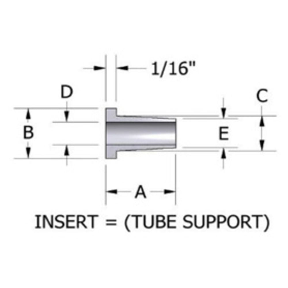 JACO K-P-8 Kynar Tube Insert For 1/2" OD Tubing