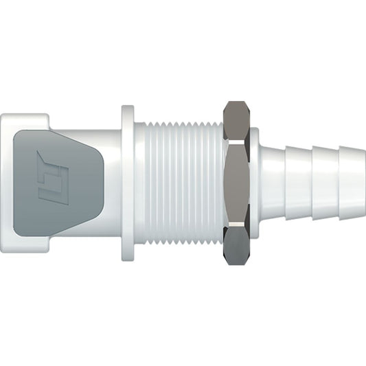 LinkTech 50AC Series Panel Mt. Female, Valved, 3/8" HB, Natural Acetal, Buna N