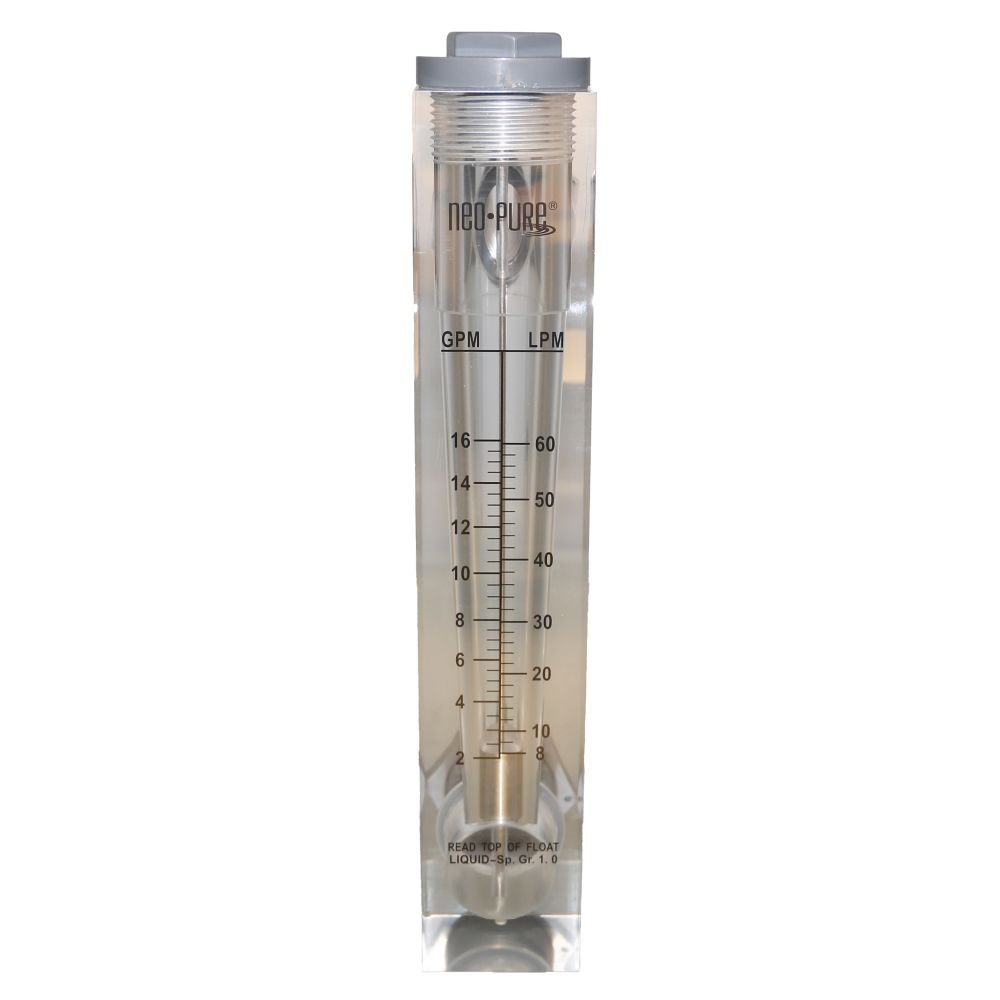 Neo-Pure Panel Mount Flowmeter 2-10GPM 3/4" MNPT