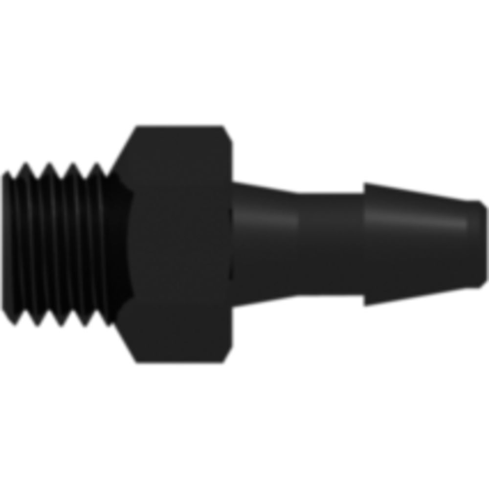 LinkTech 1/4-28 UNF Thread with 5/16" Hex to 200 Series Barb, 1/8" [3.2 mm] ID Tubing, Black Nylon