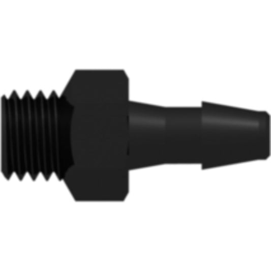 LinkTech 1/4-28 UNF Thread with 5/16" Hex to 200 Series Barb, 1/8" [3.2 mm] ID Tubing, Black Nylon