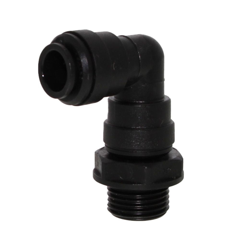 John Guest Swivel Elbow Black Acetal BSPT - 8mm x 1/8  BSPT