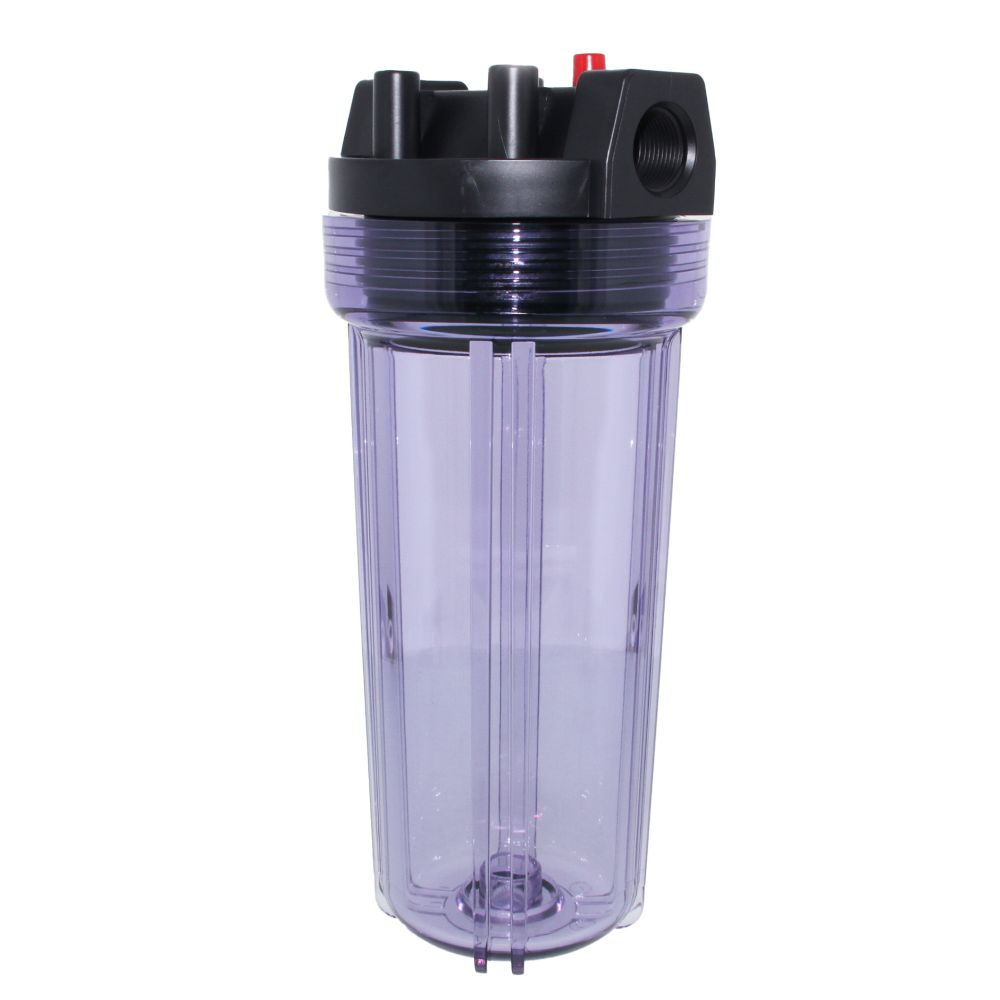 10" Neo-Pure Standard Water Filter Housing Black/Clear with Pressure Relief - 3/4" FPT