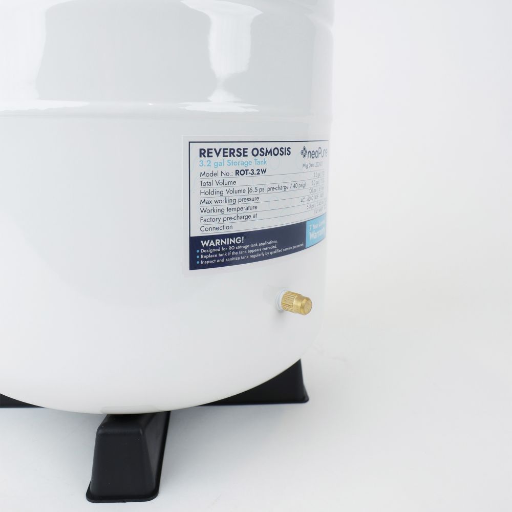 NeoPure Tank RO Storage 3.2 Gal, 9.5" dia x 13.8" h,  1/4" MNPT White