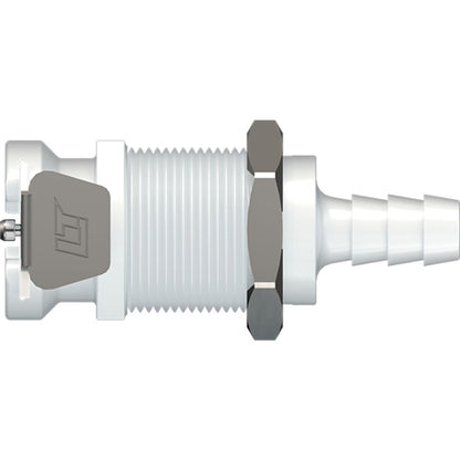 LinkTech 40AC Series Panel Mt. Female, Valved, 1/4" HB, Natural Acetal,