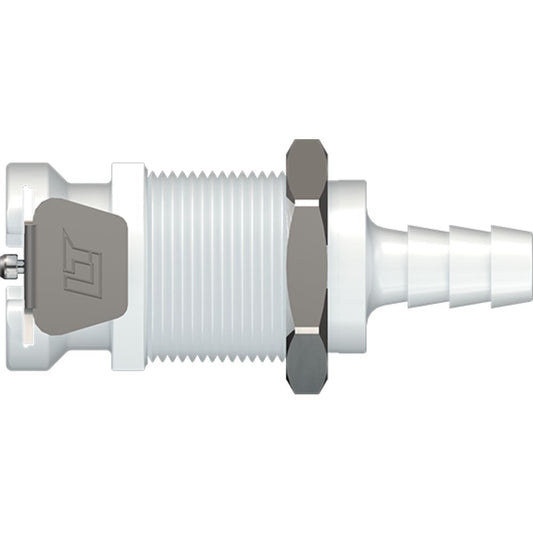 LinkTech 40AC Series Panel Mt. Female, Valved, 1/4" HB, Natural Acetal,