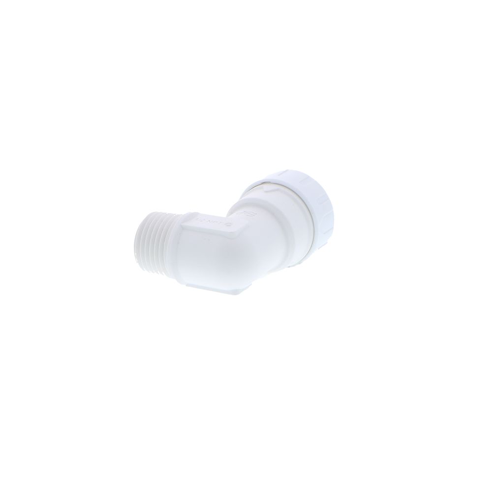 John Guest Male Fixed Elbow - 1/2 CTS x 1/2 NPT - White