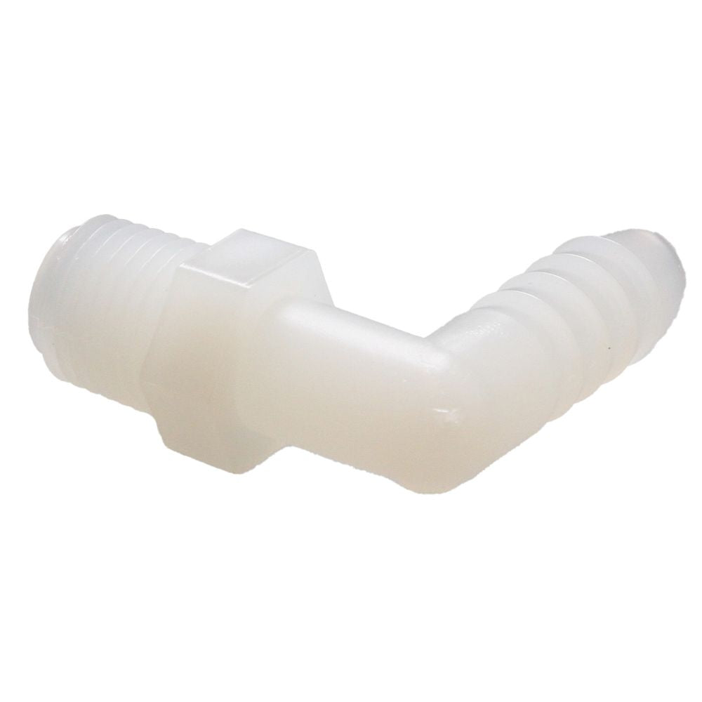 Male Elbow Barb x Male NPT - 1/4" HB x 1/8" MNPT - Natural Nylon