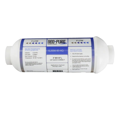 Neo-Pure Inline 2x6 Phosphate Scale Inhibitor with Sediment Pad, 3/8 QC Filter