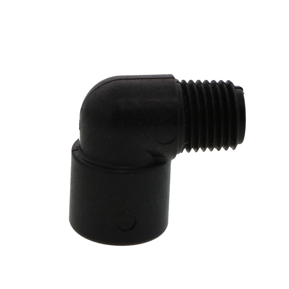 Black Polypropylene 90 Degree Street Elbow 1/4 MPT x 1/4 FPT