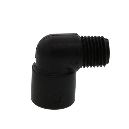 Black Polypropylene 90 Degree Street Elbow 1/4 MPT x 1/4 FPT