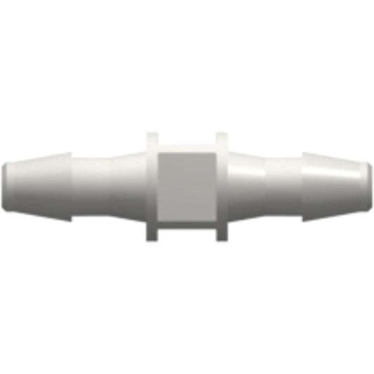 LinkTech Straight Through Tube Fitting with 200 Series Barbs, 3/32" [2.4 mm] ID Tubing, White Nylon