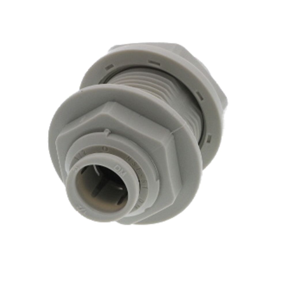 White DMfit Bulkhead Union - 1/2 x 1/2