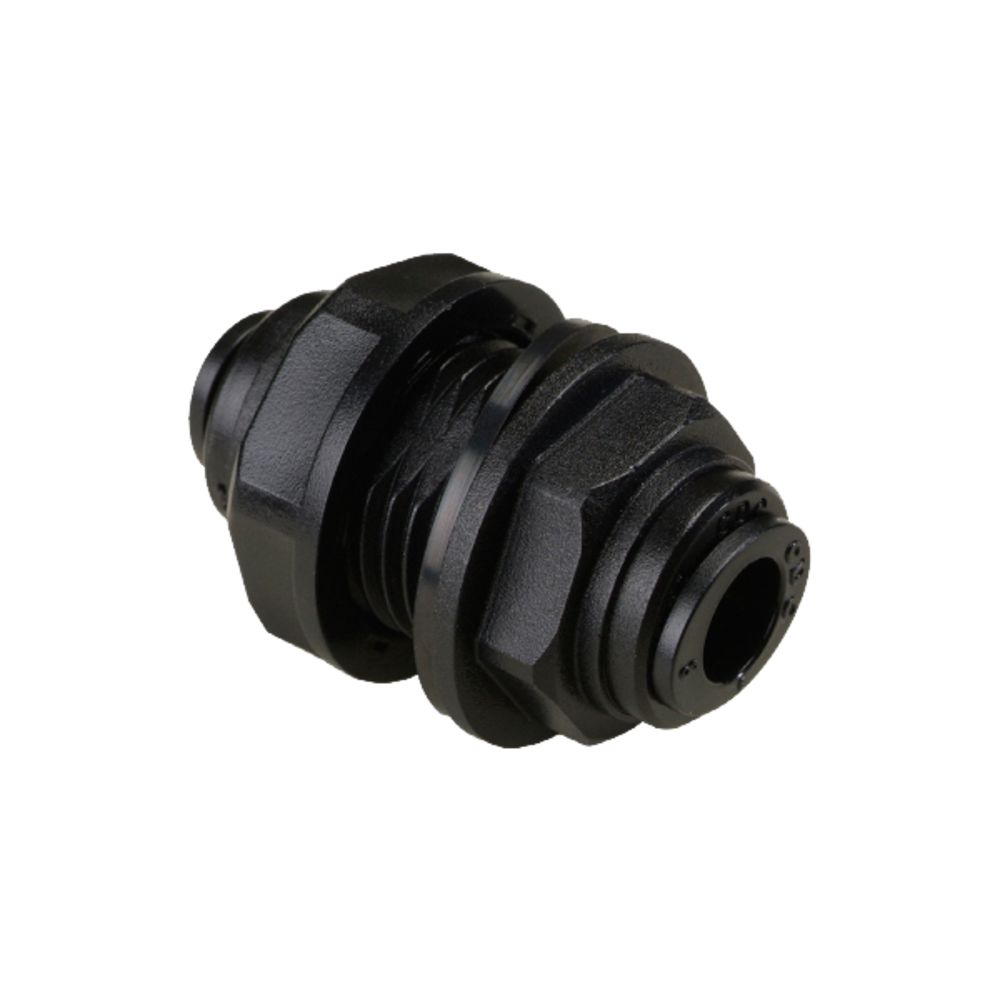 NeoFit - Acetal Black Reducing Bulkhead Connector 1/4"tube x 3/8" tube