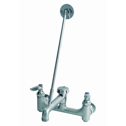 T&S Brass B-0665-CR-BSTR Wall Mount Rough Chrome Service Sink Faucet w/ Stops and Cerama Cartridges