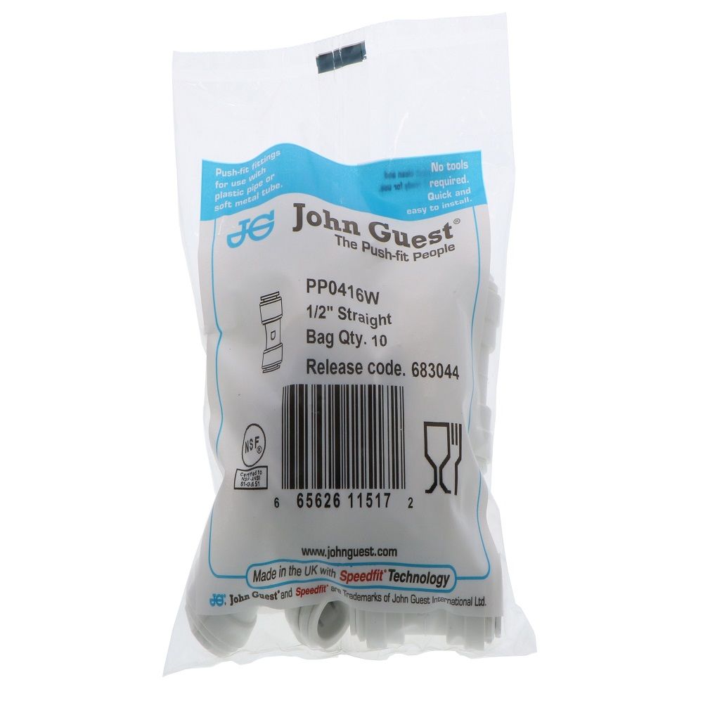 John Guest Union Connector Polypro - 1/2